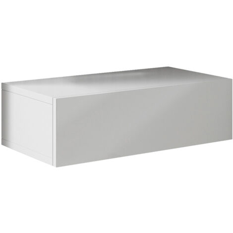 Comodino Sospeso Veldio Con Cassetto A Doghe - 50x17 Cm, Bianco, Per Camera Da Letto - Foto 10