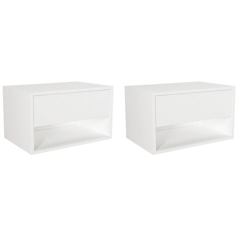 Comodino sospeso 1 cassetto e 1 nicchia Bianco - Lotto di 2 - RITAMI