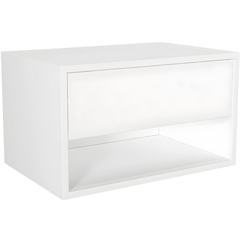 Comodino Sospeso 1 Cassetto E 1 Nicchia Bianco Ritami