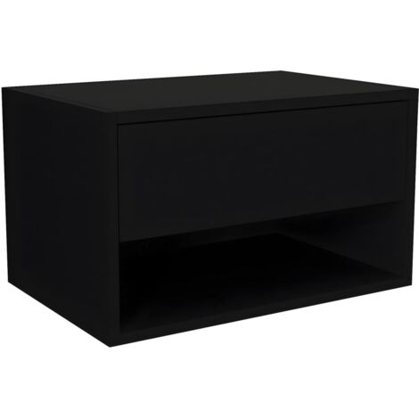 Comodino sospeso 1 cassetto e 1 nicchia Nero - RITAMI