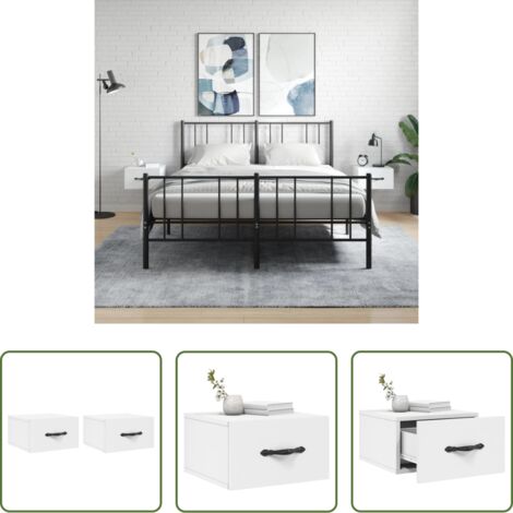 Comodino sospeso -  Comodini a Muro 2 pz Bianchi 35x35x20 cm
