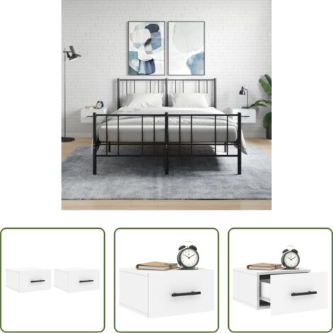 Comodino sospeso -  Comodini a Muro 2 pz Bianchi 35x35x20 cm