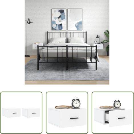 Comodino sospeso -  Comodini a Muro 2 pz Bianchi 35x35x20 cm