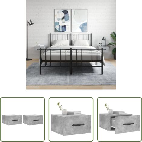 Comodino sospeso -  Comodini a Muro 2 pz Grigio Cemento 35x35x20 cm