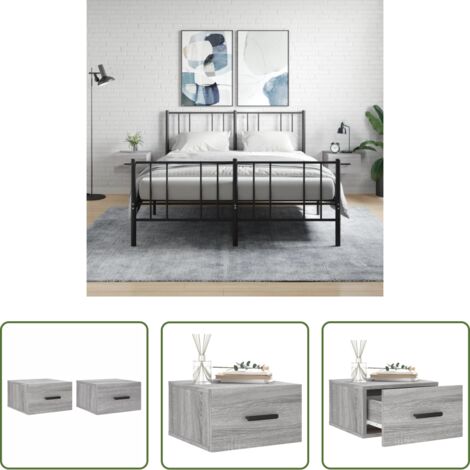 Comodino sospeso -  Comodini a Muro 2 pz Grigio Sonoma 35x35x20 cm
