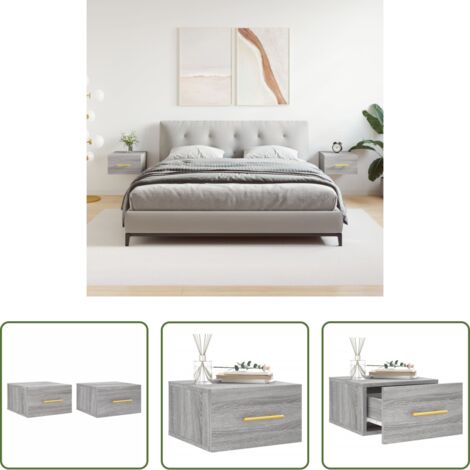 Comodino sospeso -  Comodini a Muro 2 pz Grigio Sonoma 35x35x20 cm