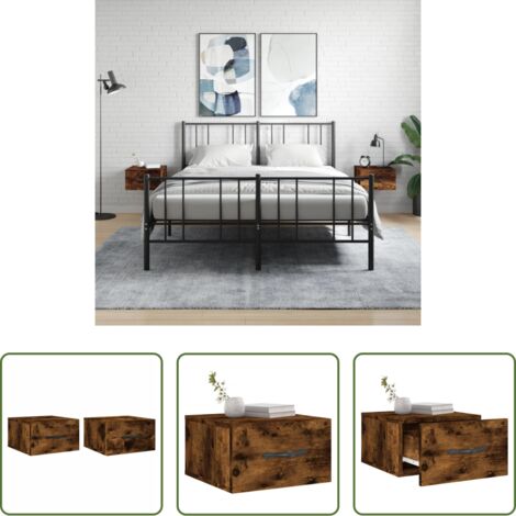 Comodino sospeso -  Comodini a Muro 2 pz Rovere Fumo 35x35x20 cm