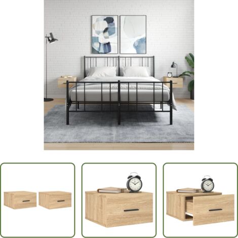 Comodino sospeso -  Comodini a Muro 2 pz Rovere Sonoma 35x35x20 cm