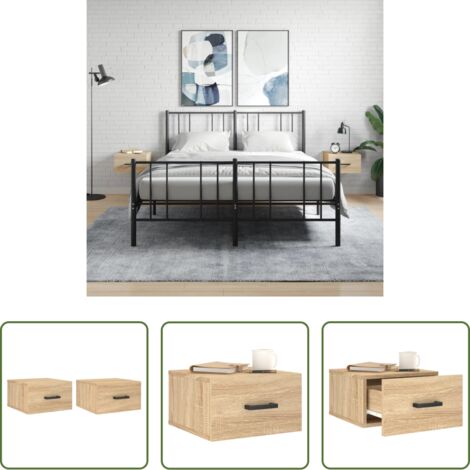 Comodino sospeso -  Comodini a Muro 2 pz Rovere Sonoma 35x35x20 cm