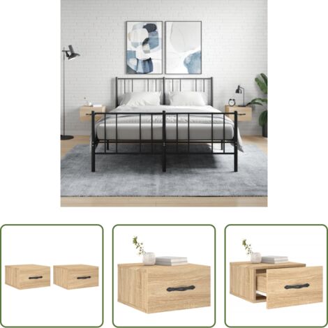 Comodino sospeso -  Comodini a Muro 2 pz Rovere Sonoma 35x35x20 cm