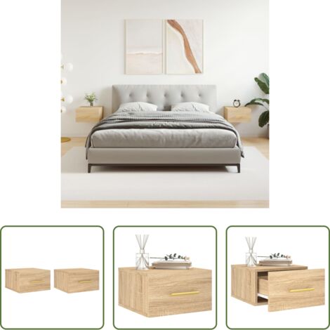 Comodino sospeso -  Comodini a Muro 2 pz Rovere Sonoma 35x35x20 cm