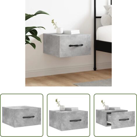 Comodino sospeso -  Comodino a Muro Grigio Cemento 35x35x20 cm