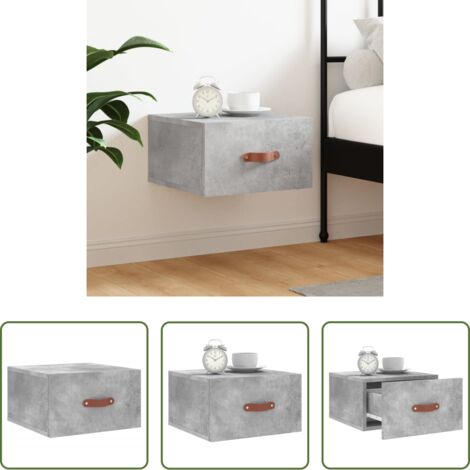 Comodino sospeso -  Comodino a Muro Grigio Cemento 35x35x20 cm