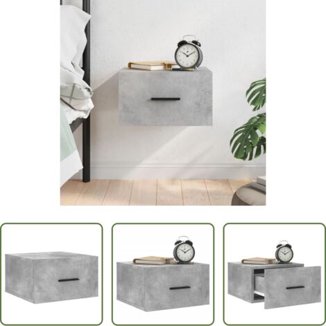 Comodino sospeso -  Comodino a Muro Grigio Cemento 35x35x20 cm