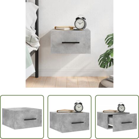 Comodino sospeso -  Comodino a Muro Grigio Cemento 35x35x20 cm