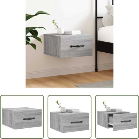 Comodino sospeso -  Comodino a Muro Grigio Sonoma 35x35x20 cm