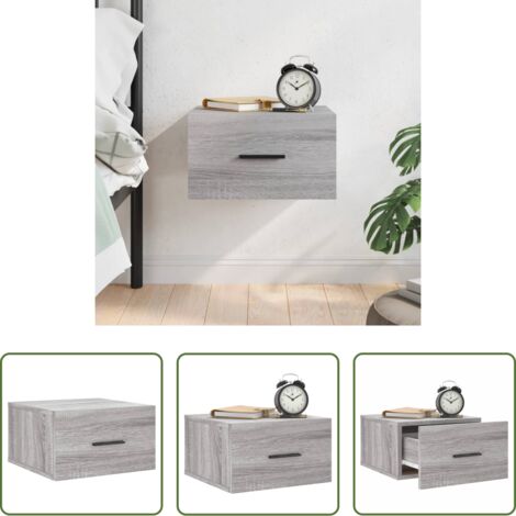 Comodino sospeso -  Comodino a Muro Grigio Sonoma 35x35x20 cm
