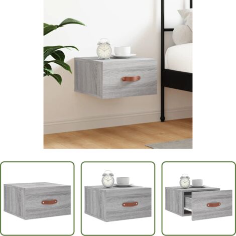 Comodino sospeso -  Comodino a Muro Grigio Sonoma 35x35x20 cm