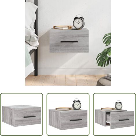 Comodino sospeso -  Comodino a Muro Grigio Sonoma 35x35x20 cm