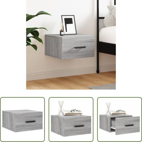 Comodino sospeso -  Comodino a Muro Grigio Sonoma 35x35x20 cm