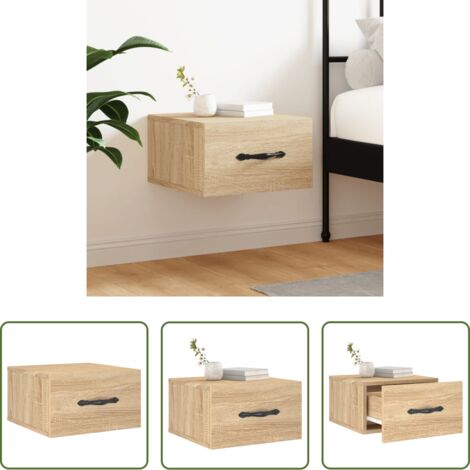 Comodino sospeso -  Comodino a Muro Rovere Sonoma 35x35x20 cm