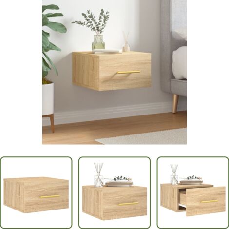 Comodino sospeso - Comodino a Muro Rovere Sonoma 35x35x20 cm