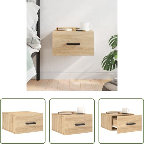 Comodino sospeso - Comodino a Muro Rovere Sonoma 35x35x20 cm