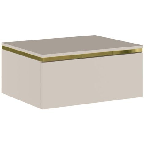 Comodino sospeso con 1 cassetto Beige e Dorato - VUKIA di PASCAL MORABITO