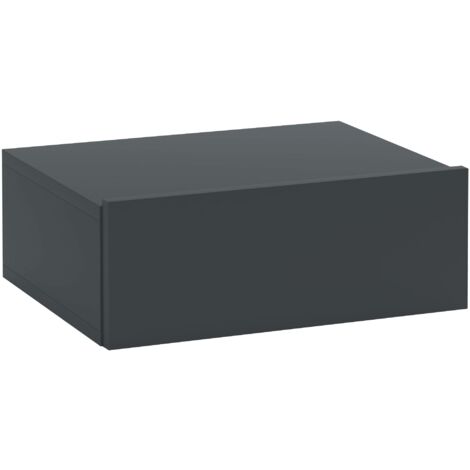 Comodino Sospeso Moderno 40x30x15 cm con Cassetto in Legno Nero