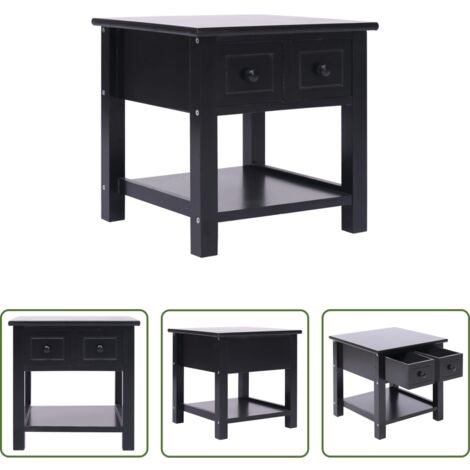 Comodino -  Tavolino Laterale Nero 40x40x40 cm in Legno di Paulownia