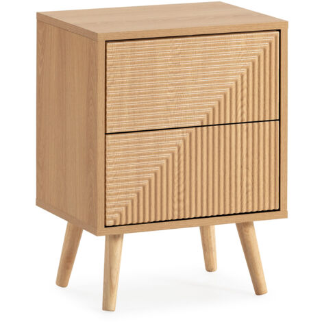 Comodino Telmo  2 cassetti colore Rovere