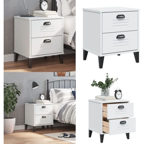 Comodino VIKEN Bianco in Legno Multistrato - Comodino bianco - Comodino con cassetti