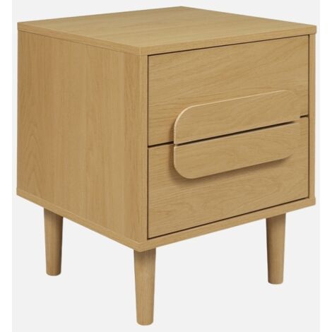 Comodino vintage effetto legno 2 cassetti