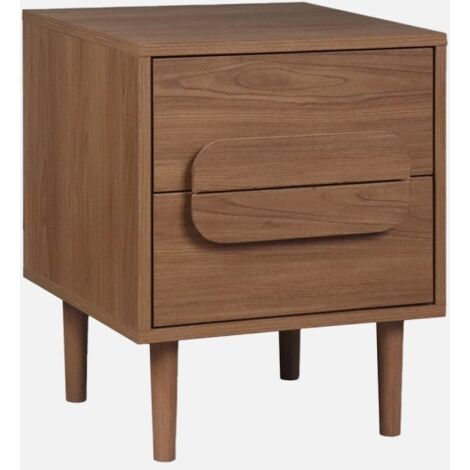 Comodino vintage effetto legno 2 cassetti