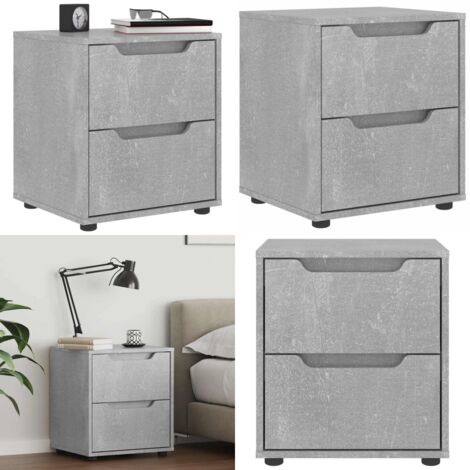 Comodino VISNES Grigio Cemento 45x40x50 cm in Legno Multistrato - Comodino grigio cemento - Comodino con cassetti