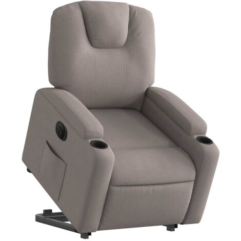 Comodissima poltrona relax TV con funzione di sollevamento elettrico in tessuto tortora DEC028583