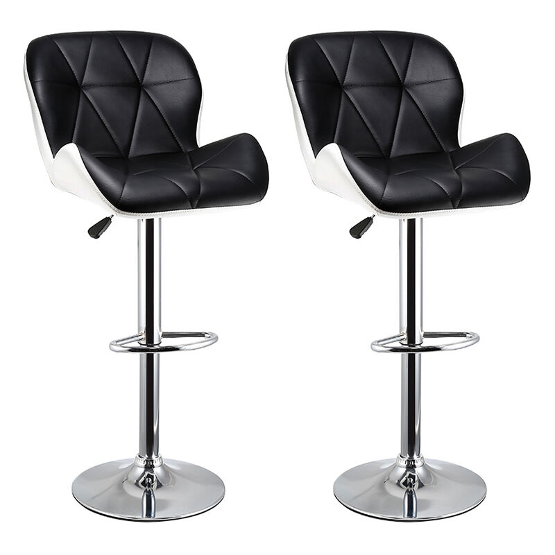 

Cómodo juego de 2 taburetes de bar con asiento bien acolchado, 2 diseños de 2 colores, taburetes en piel sintética ajustable, imitación en blanco y