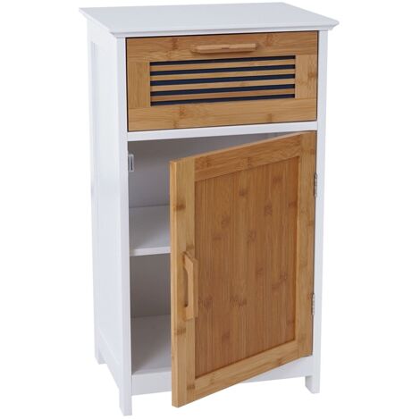 Cómodo mueble de baño con cajón y estante de MDF y bambú SDB04032