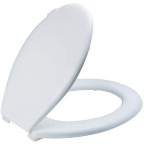 Cómodo y resistente tapa inodoro Everest de termoplástico blanco de Saniplast de 37,3x46,7 cm