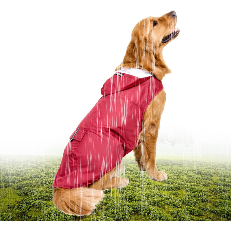 

Escudo reflectante para mascotas perro Impermeable lluvia ropa impermeable, con correa agujero, rosa rojo, 5XL