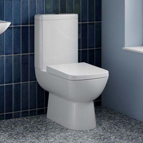 Compact Close Coupled Semi Flush to Wall Toilet, Cistern & Seat - TOILETSET12