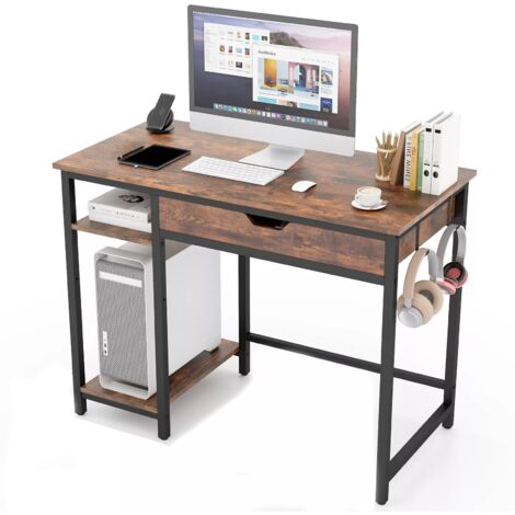 Compact Computer Desk 100CM Industrial Home Office Desk with Drawer