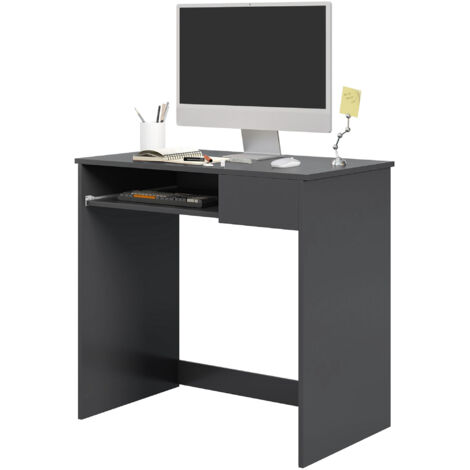 Compact Computer Desk with Keyboard Tray and Drawer, Study Desk, Writing Desk for Home Office, Grey