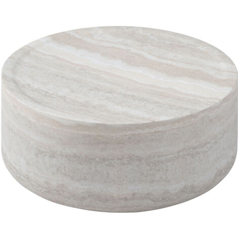 Compact Fiberglass Side Table - Textured Cylinder Design in Off-White, Modern Accent Table for Living Room & Bedroom 808030.5