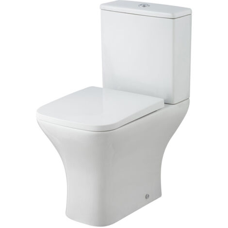 Compact Rimless Close Coupled Toilet, Cistern & Soft Close Seat - TOILETSET7
