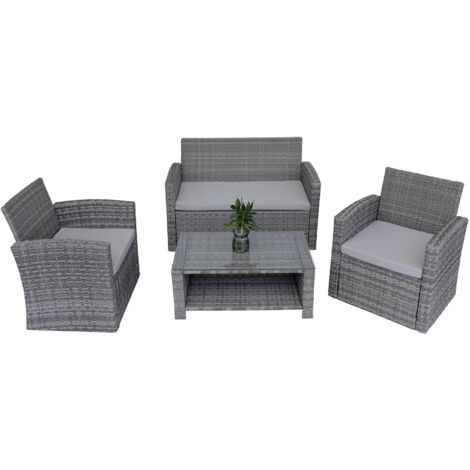 Compact Steel Garden Sofa Set - 2-Seater + Chairs + Coffee Table with 5mm Tempered Glass & 5cm Cushions  Outdoor Patio Lounge Furniture