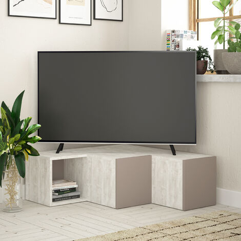 COMPACT TV STAND - ANCIENT WHITE - LIGHT MOCHA - Ancient White - Light Mocha