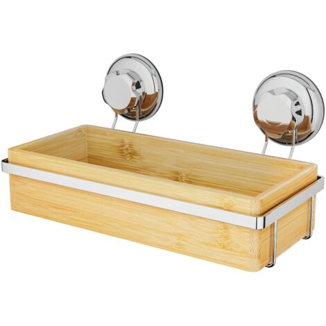 Compactor Basket BESTLOCK SPA XL in Bamboo e Acciaio Cromato con Ventose (27.6x14.8x12.7 cm)