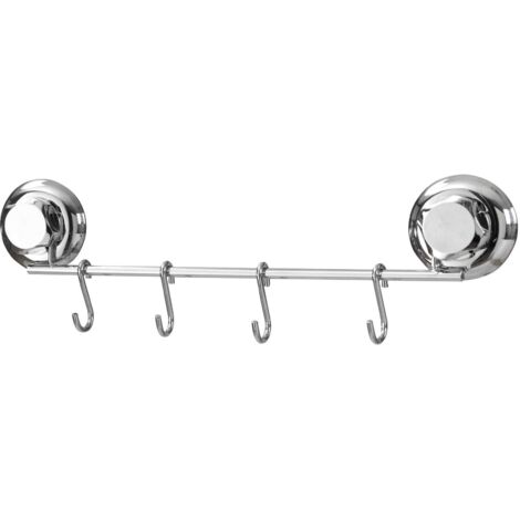 Compactor Bestlock Barra Porta Utensili con 4 Ganci, Fissaggio a Ventosa, Cromato, 40 x 9 x 3,5 cm, RAN4711