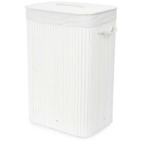 Compactor Free - Cesta de ropa sucia 45x35x60 cm, bambú/blanco RAN9108